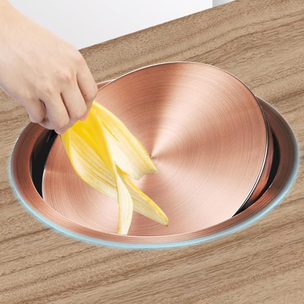 Stainless Steel Trash Can Lid with Flexible Center Swing Flap Cover for Recessed Countertop Silver,Silver