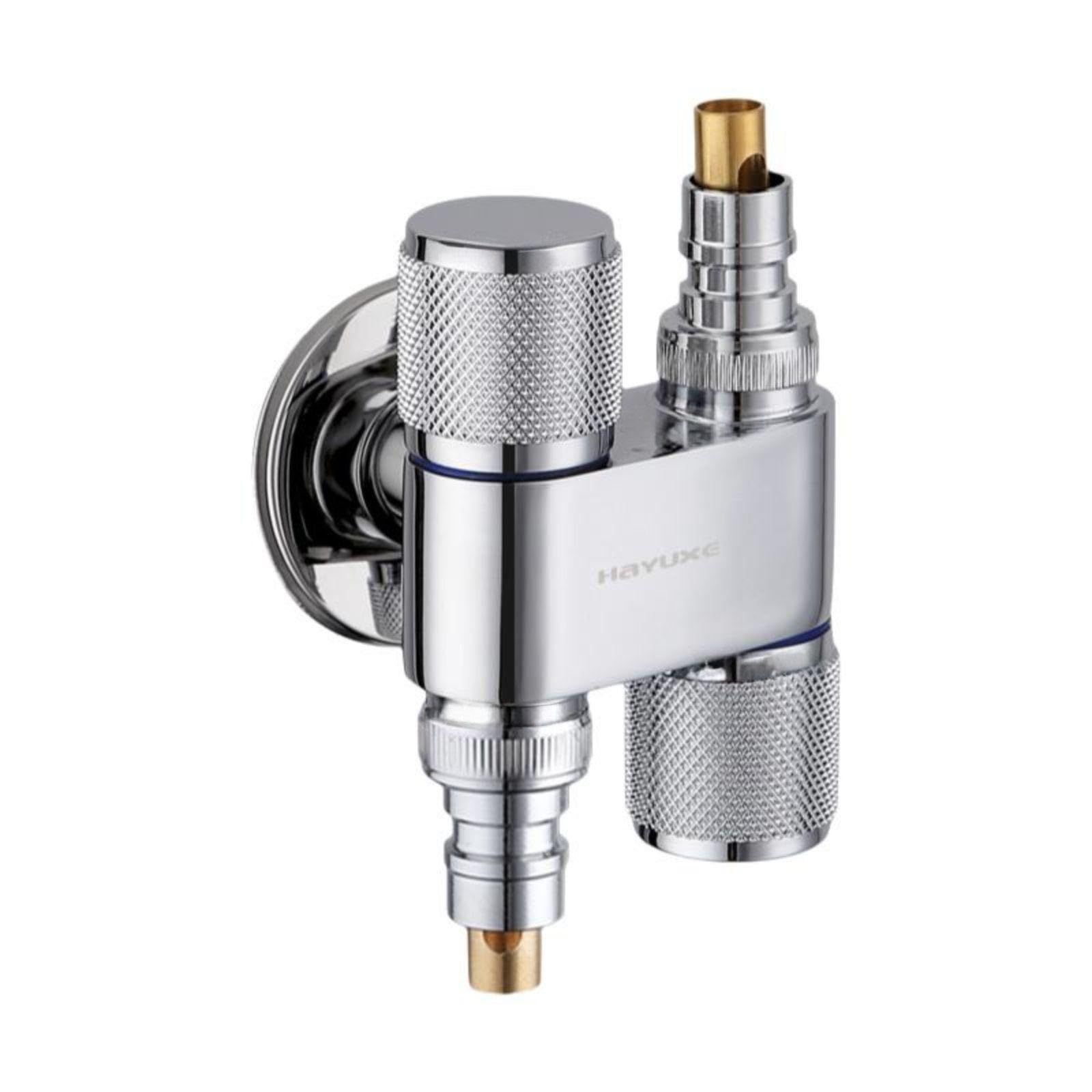 Washing Machine Double Outlet Faucet, Automatic Shut-Close Valve, Rust-Resistant, Easy to Install, Suitable for Bathroom, Kitchen, and Laundry Bright Silver Buckle + Buckle-image-12