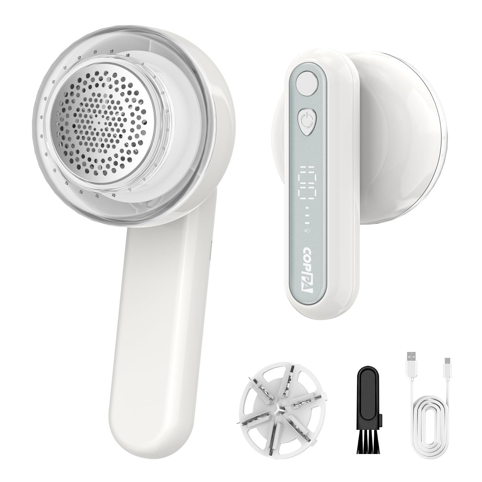 COPPA Levapelucchi Elettrico, LR-01 Elettrici Leva Pelucchi Ricaricabile 6 Lame 3 Velocità Regolabili Portatile Rasoio Pelucchi con Protezione Spegnimento & Luce per Rimuovere Lanugine Vari Tessuti