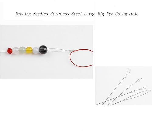 Miniatura 2 de Agujas de rebordear de acero inoxidable grande ojo grande plegable bordado rebordear aguja semilla cuentas agujas hilo para la fabricación de joyas