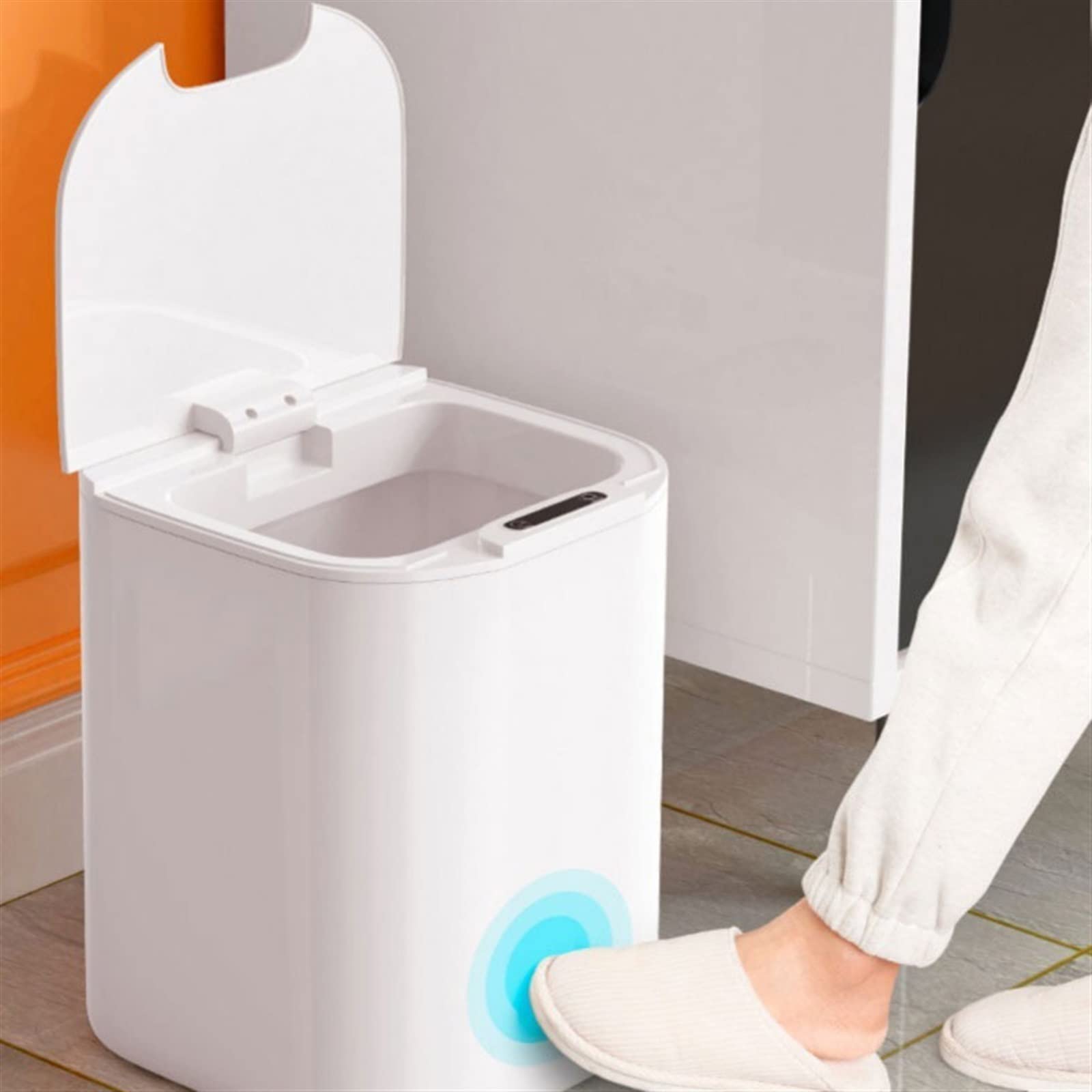 Papeleras automáticas Papelera de inducción automática de Gran Capacidad de 16L, Papelera Inteligente Grande for el hogar, Cesta de Papel higiénico con Tapa Cubos de Basura Tapa (Color : White)