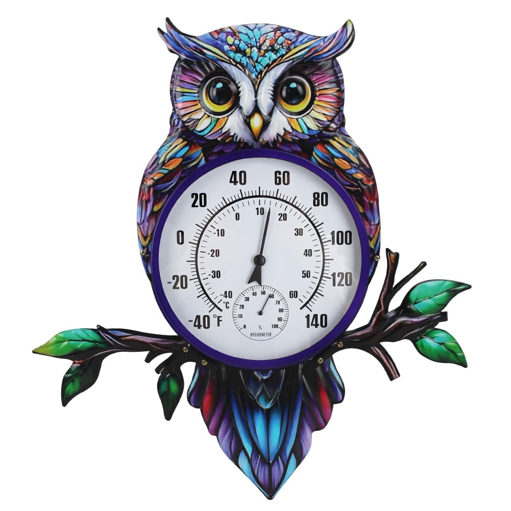 Photo 1 of VEWOGIFT 22" Outdoor Thermometer, Large Metal Indoor Wall Thermometer, Printed Owl Outside Thermometer with Large Number for Patio Home Room Decor