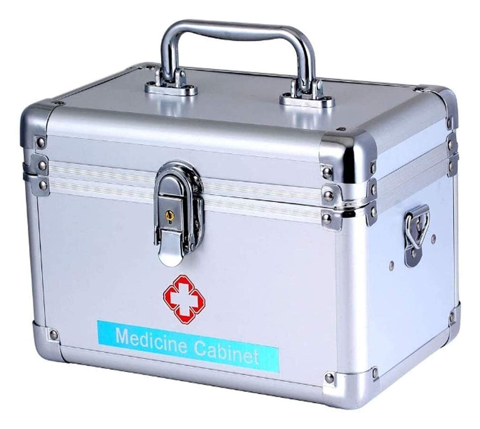 Etui na leki ratunkowe zamykane pudełko na leki, 2-warstwowy futerał pierwszej pomocy, aluminiowy pojemnik, szafka ratunkowa do ciężarówek, samochodów, kempingów i gotowości na zewnątrz 1023