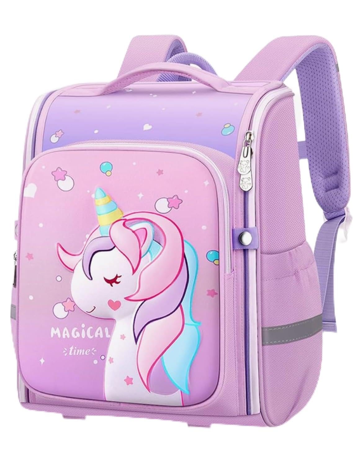 Unicorn School Backpack for Girls, Waterproof EVA Material, Purple, Easy-Clean Design with Snap Button Closure, Breathable Straps-image-16