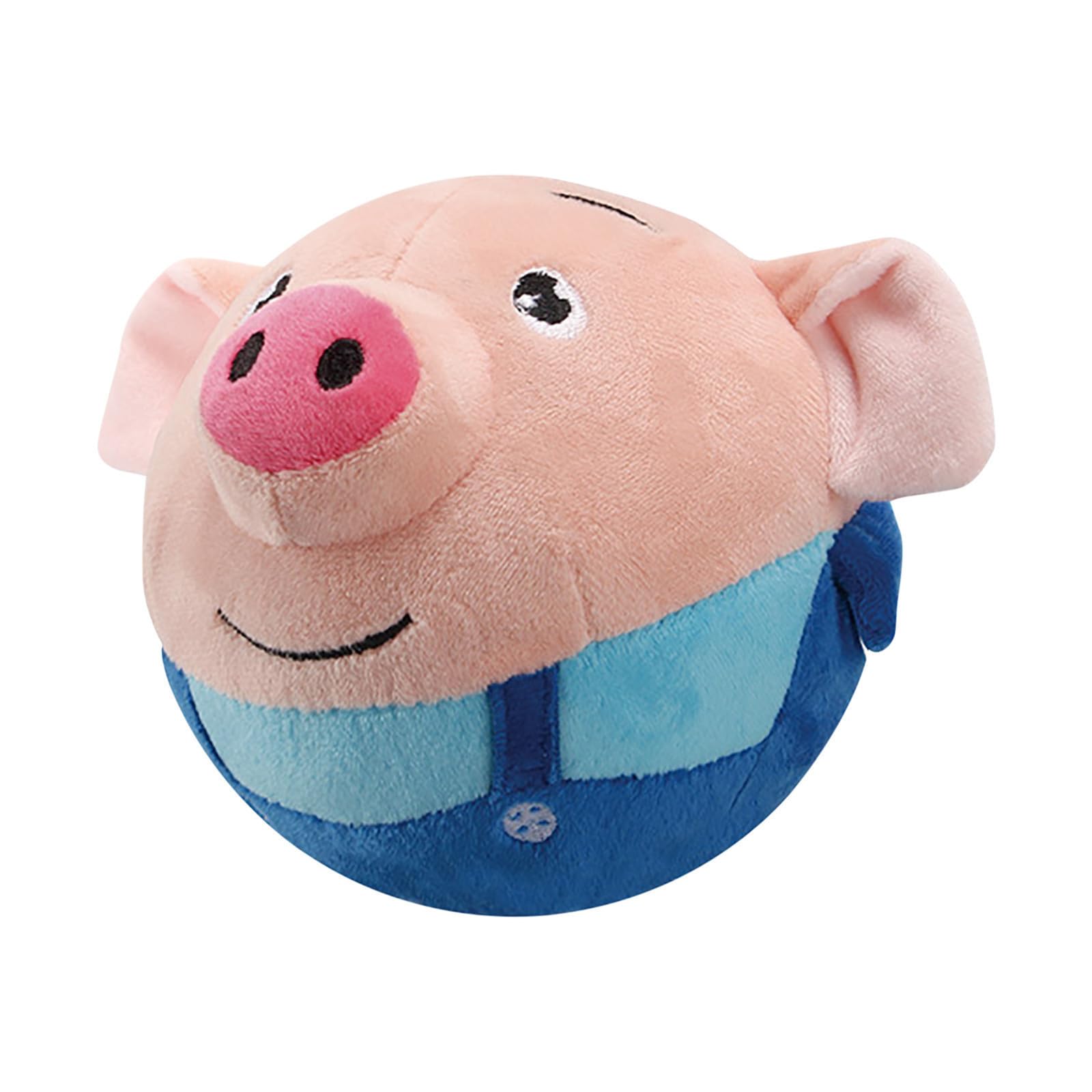 Active Moving Pet Plush Toy, Dog Cats Toy USB Rechargeable Interactive Washable Cartoon Pig Plush Toy Sound Electronic Pet Bouncing Balls Cute Shake Bounce Toys for Dog (Blue Pig)