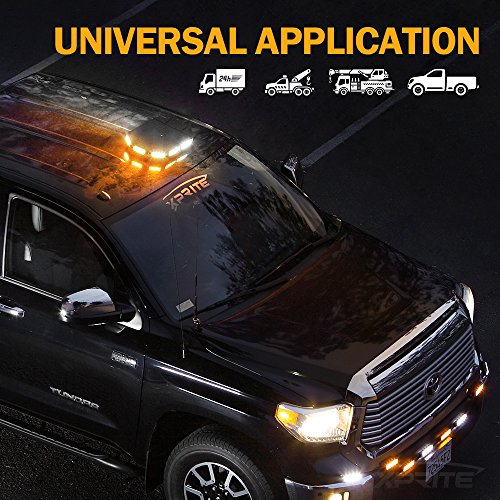 Xprite 18" White Amber Led Heavy-Duty Rooftop Emergency Strobe Light Bar, Magnetic Mount Safety Flashing Beacon Lights For Construction Vehicles Tow Trucks Snowplows Security Patrol Postal Traffic Car #TOP5