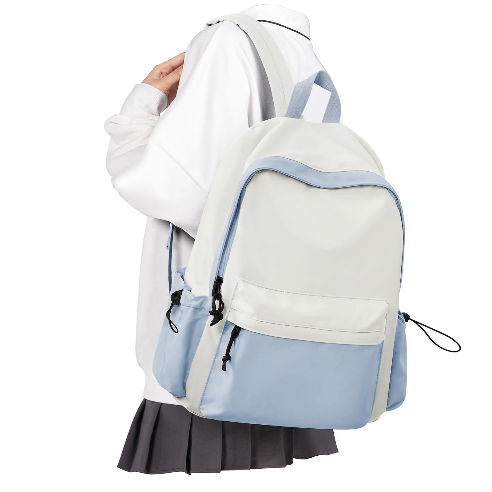 VECAVE School Backpack Waterproof Bookbag Casual Lightweight Travel Rucksack Daypack Backpacks for Men Women College High School Bags backpack for Boys Girls Teens, BlueWhite…