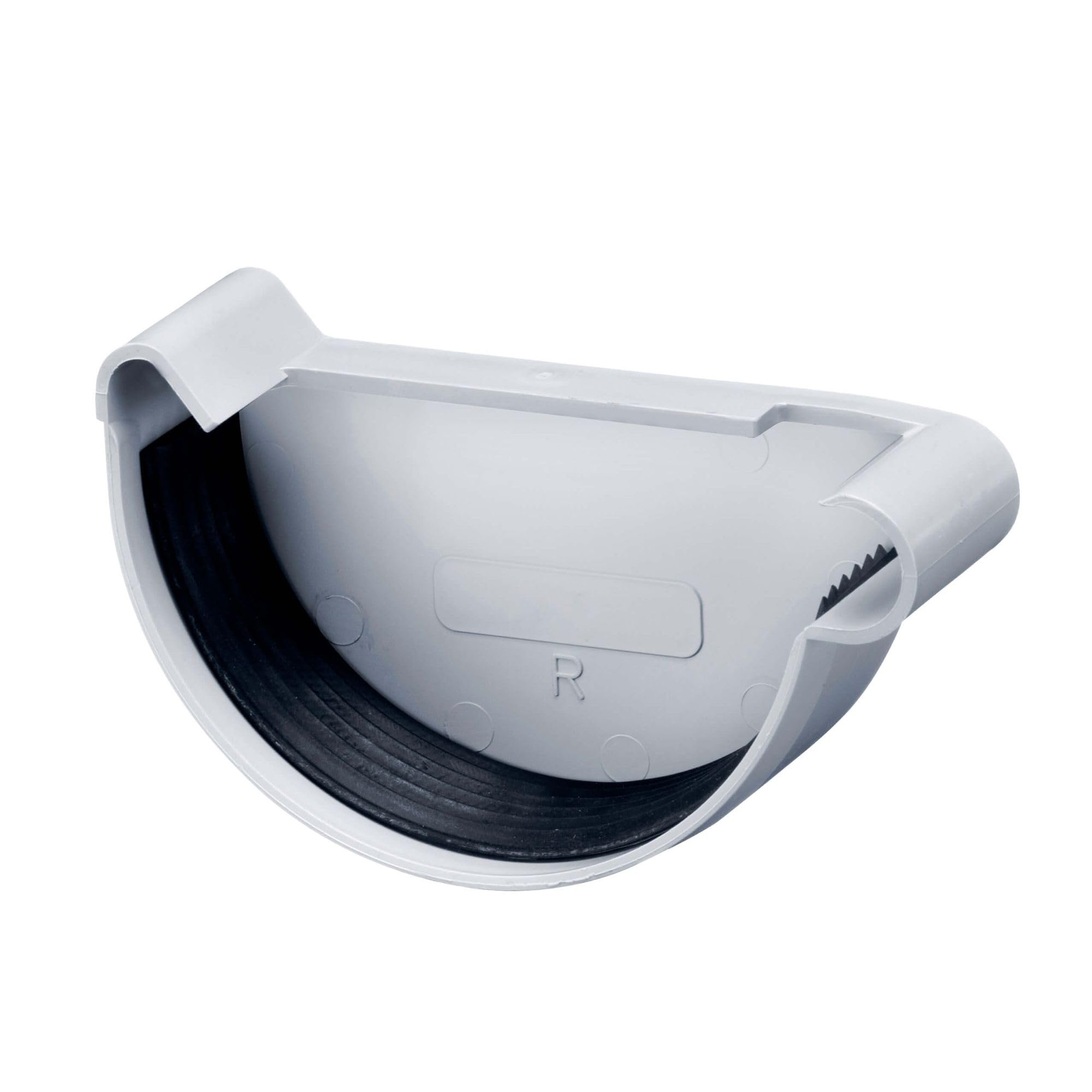 INEFA Gutter End Cap Half-Round PVC 150mm, Right Grey Plastic Push-Fit Installation