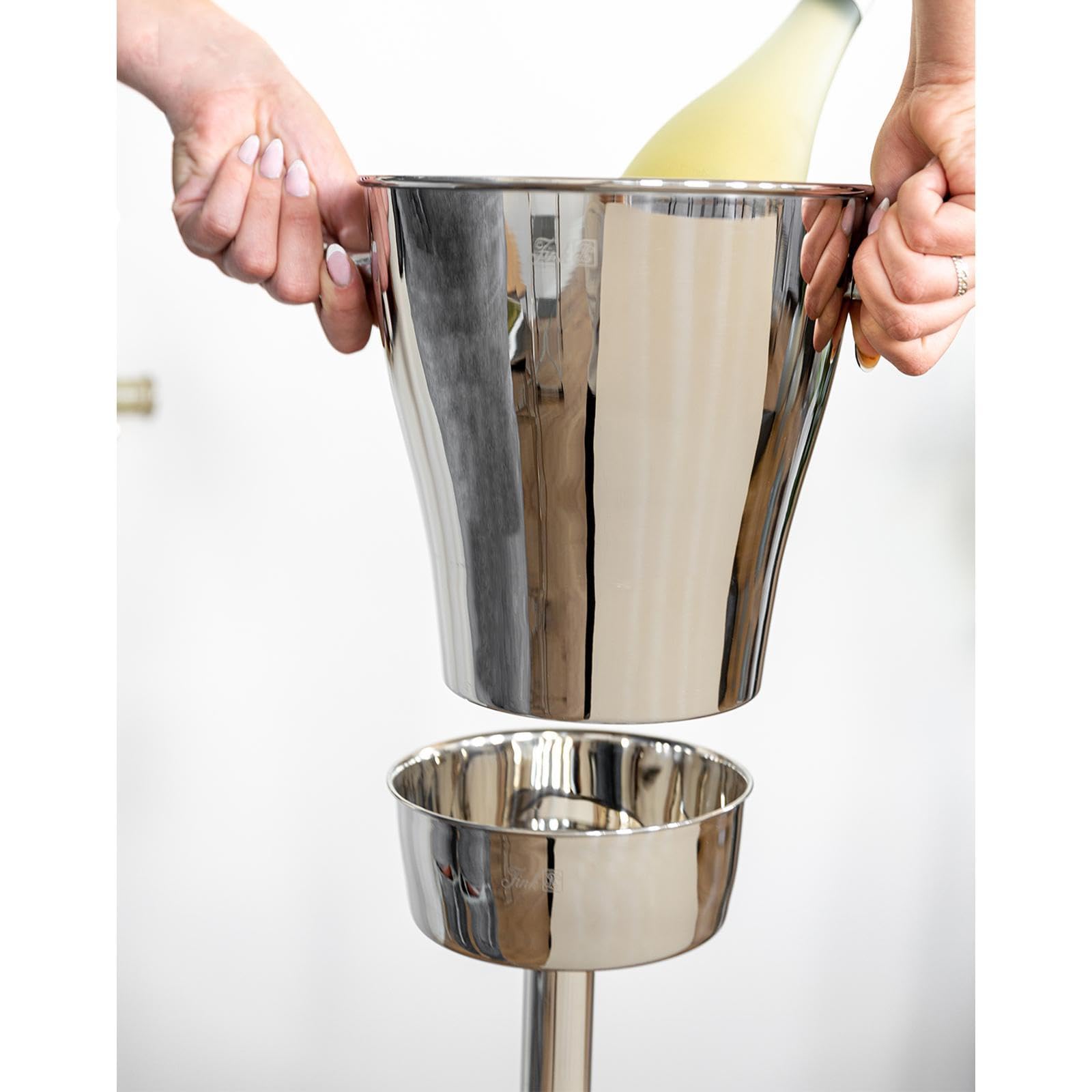 Fink Edelstahl Flaschenkühler mit Ständer 82 cm 2-tlg. Set einwandig für 1-2 Flaschen