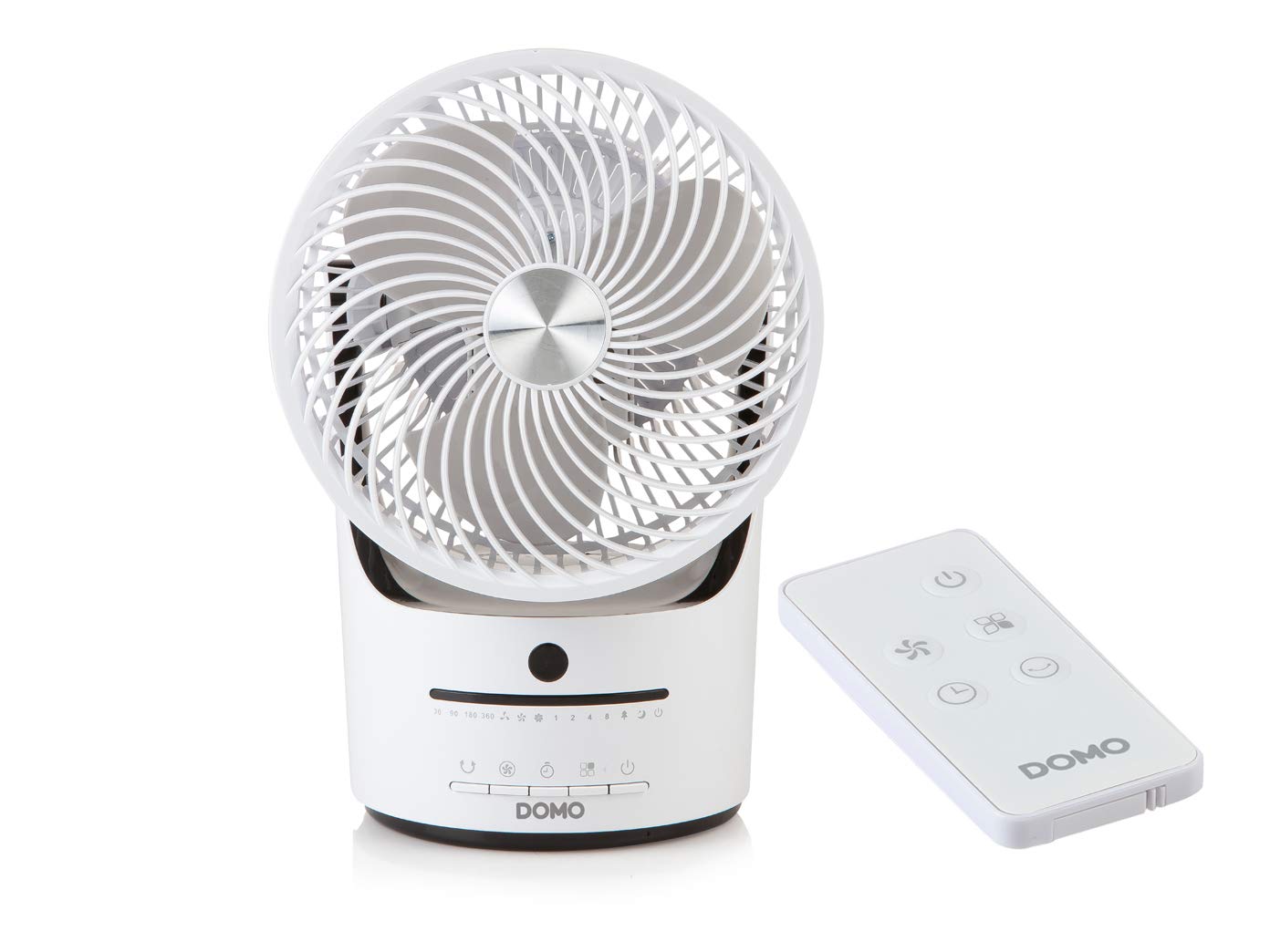 DOMO DO8148 Tischventilator - Zirkulationsventilator - 360 ° Umlauf - Ø 25 cm - 3 Geschwindigkeiten - Digitale Einstellung - Weiß