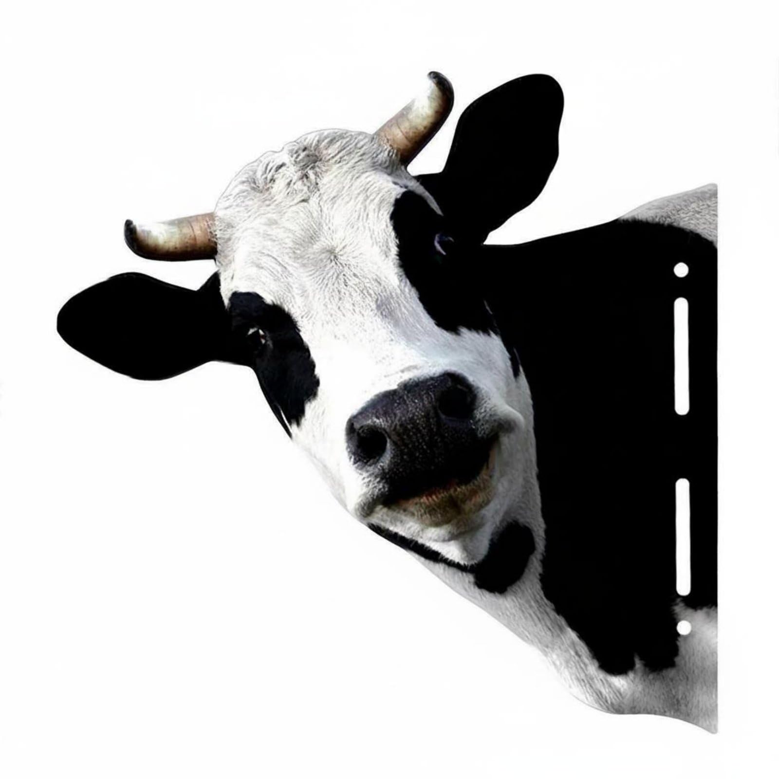 Iron Peeping Cow Yard Stake Weather Resistant Garden Stake Cow Rustic Design Outdoor Ornament, Black and White-image-11