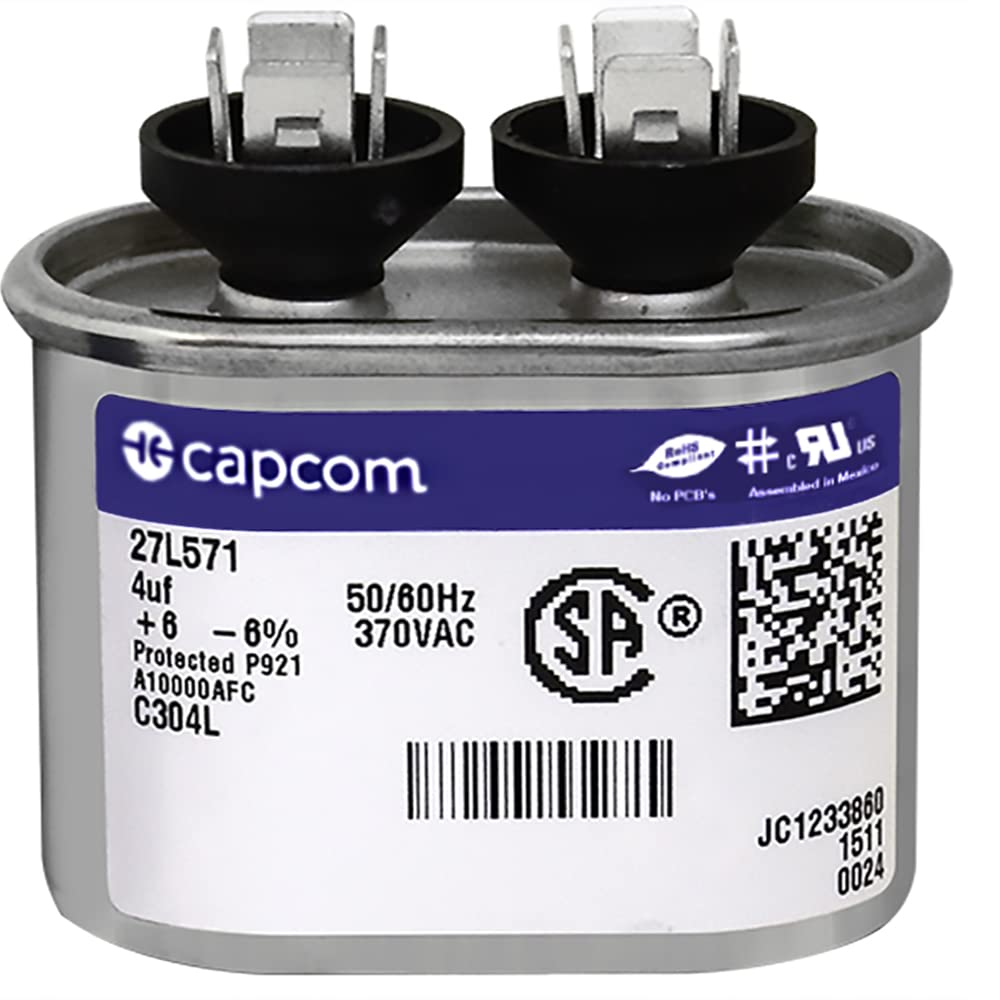 4 uf MFD 370 VAC Replacement Oval Run Capacitor # C304L 27L571