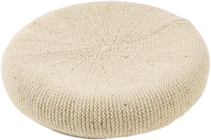 Hat Women's Autumn and Winter Korean Versatile Knitted Sequins British Retro Painter's Lovely Solid Beret