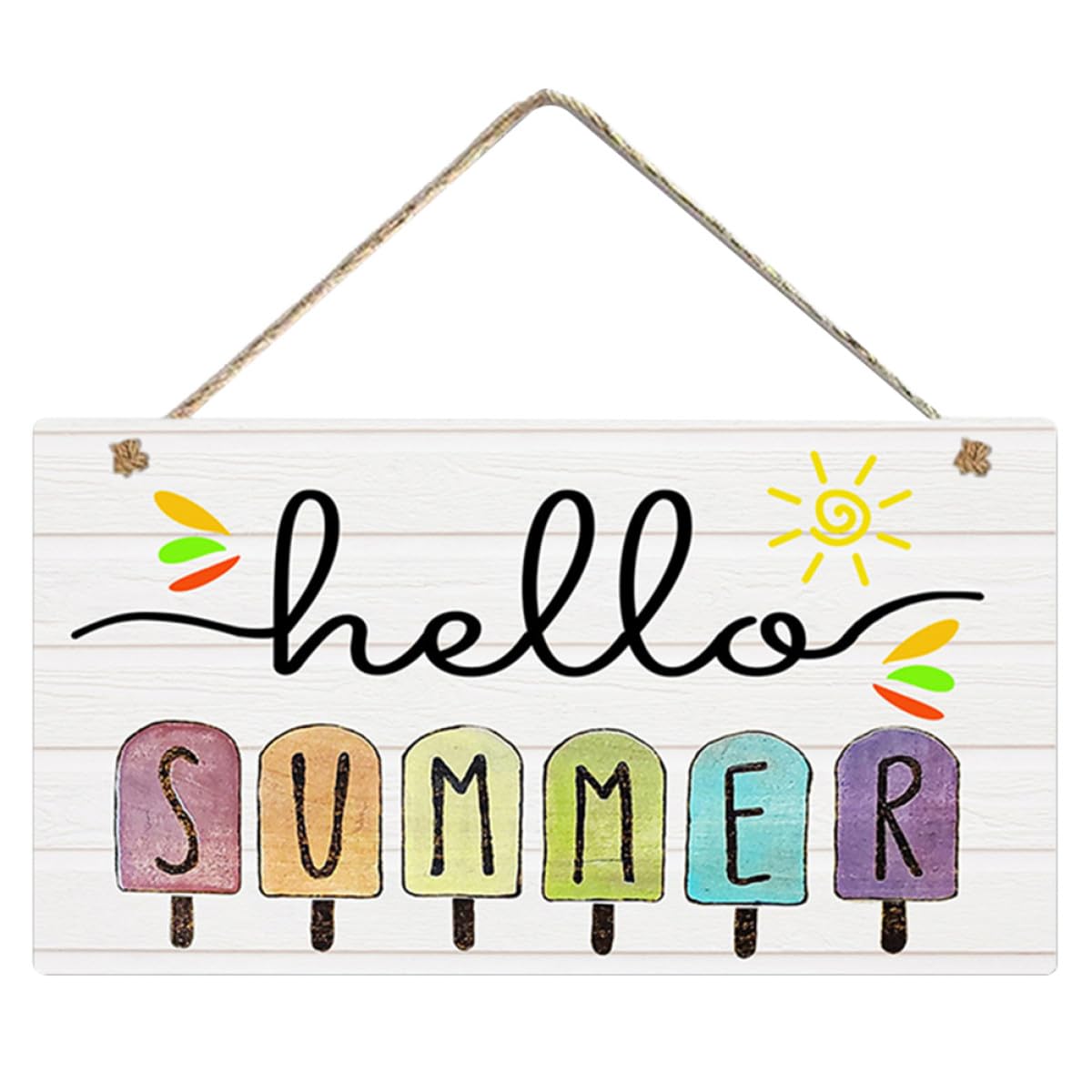 ELEOUTI Hello Summer Wooden Sign for Wall Or Door Pendant, Lightweight Synthetic Material with Delicate Pattern, for Home Or Bar Decoration in Summer