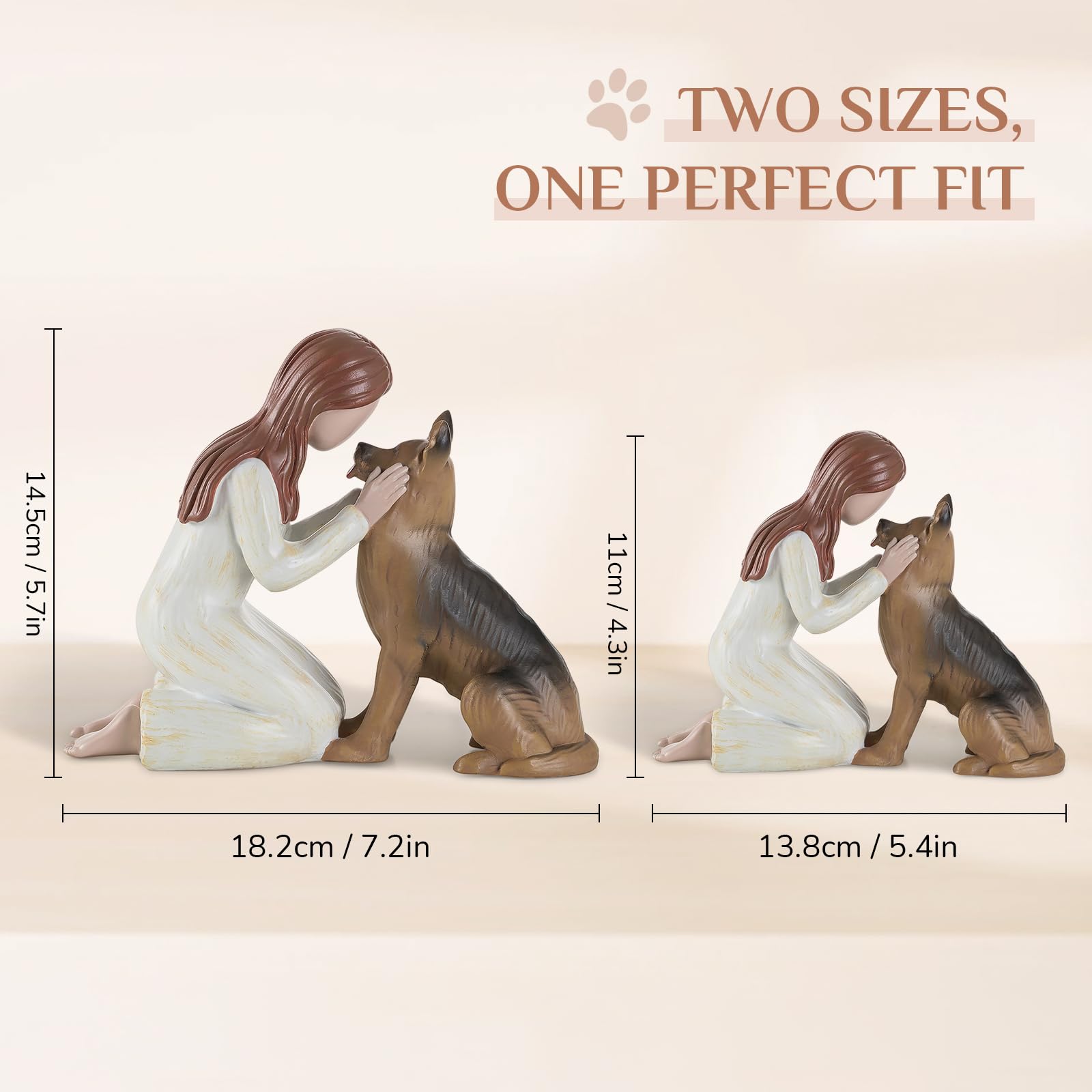Storieme German Shepherd Gifts for Women: Pet Loss Sympathy Bereavement Remembrance Memorial Gift Angel of Friendship Black Dog Figurines for Dogs Lovers (5.4" x 4.3")