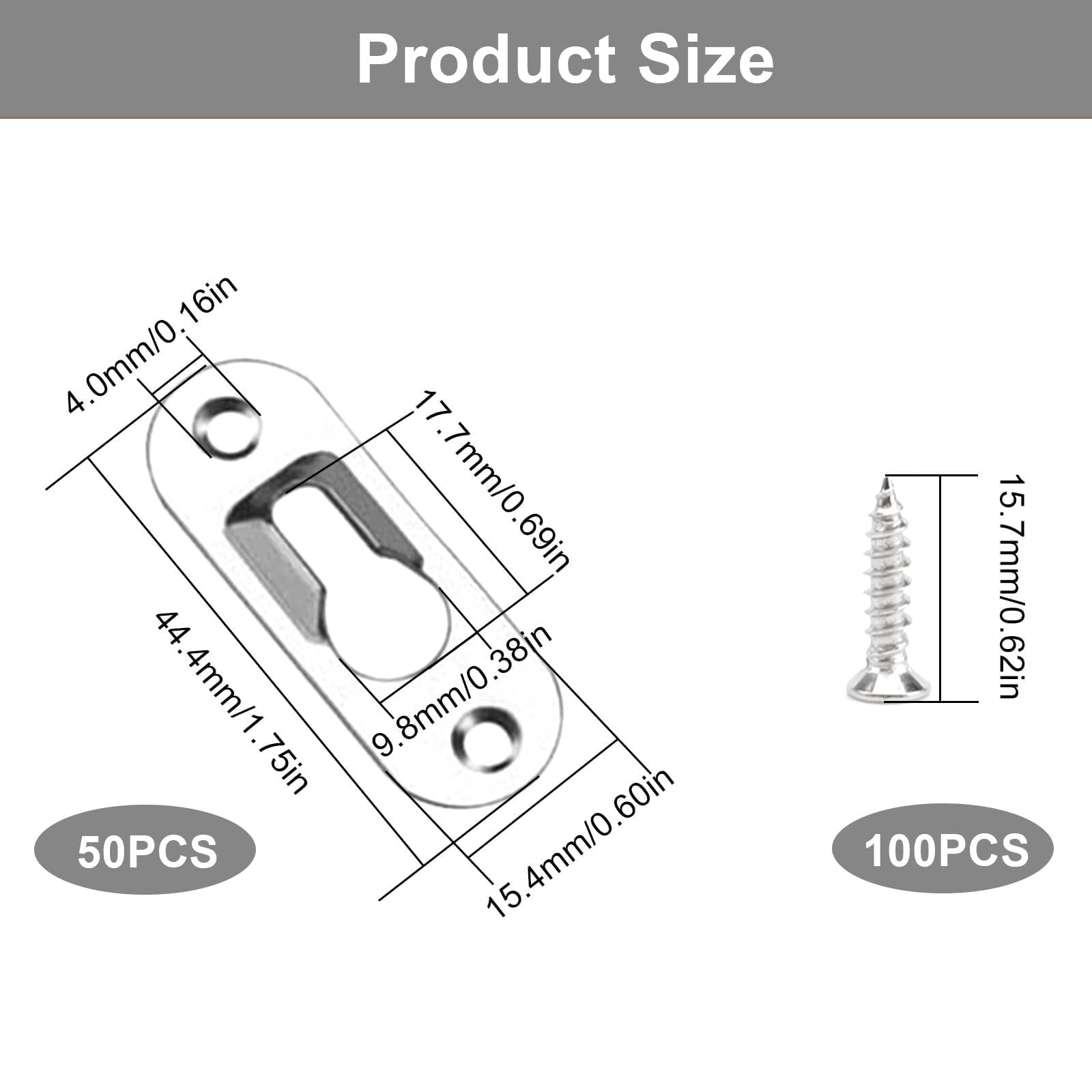 MroMax Lot De 20 Plaques De Suspension Avec Trou De Serrure