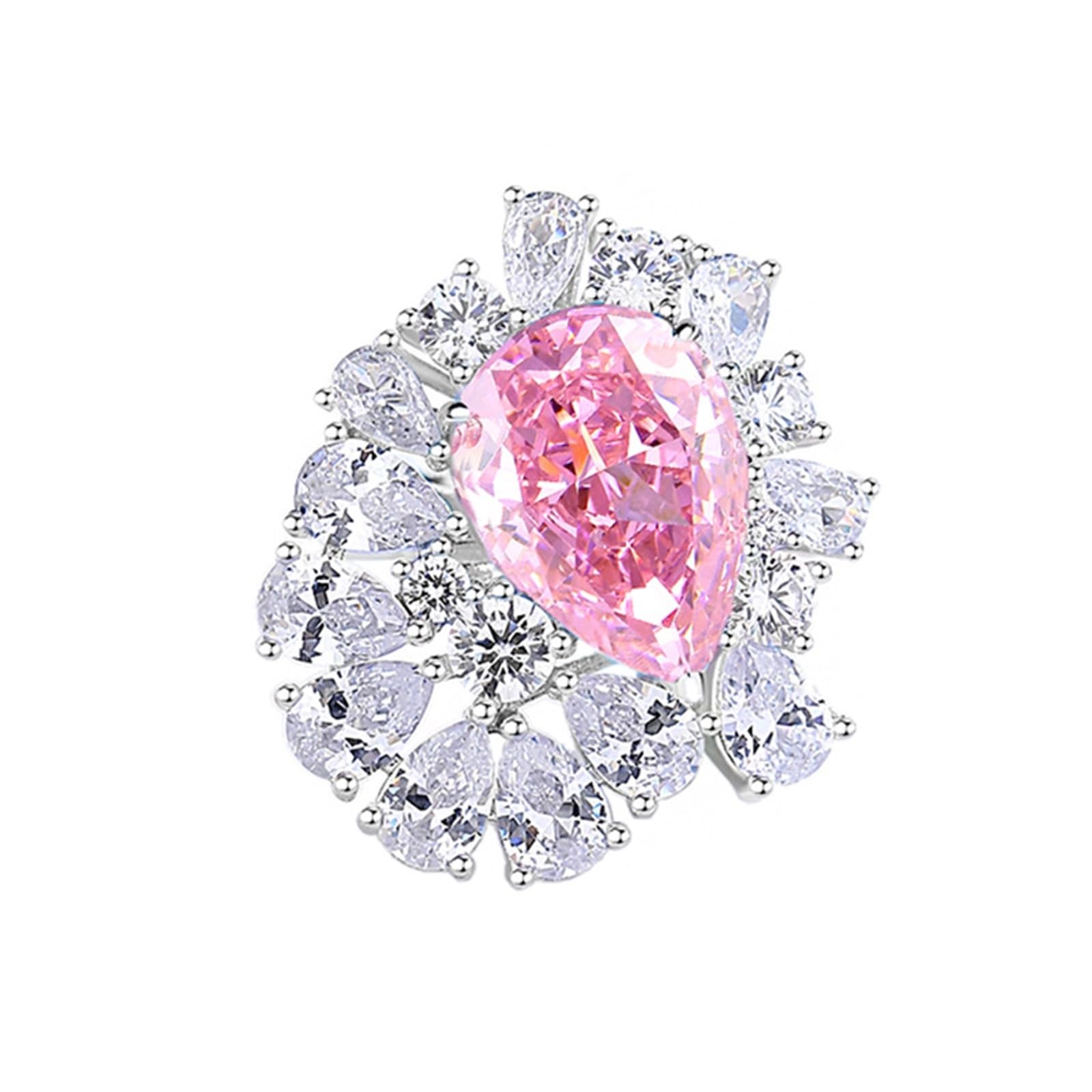 Anillo de oro real para mujer, oro blanco, anillo de compromiso con 3 quilates Creado Padparadscha, elegante anillo de boda para mujer