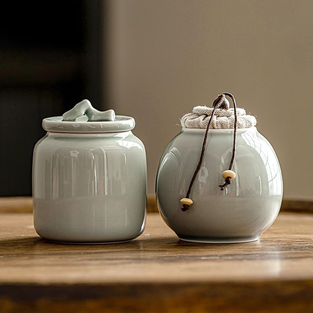Juego De Té Lata de té esmaltada Retro, Lata de té de cerámica compuesta for el hogar, Lata de té sellada a Prueba de Humedad Tarro para Guardar Té(S)