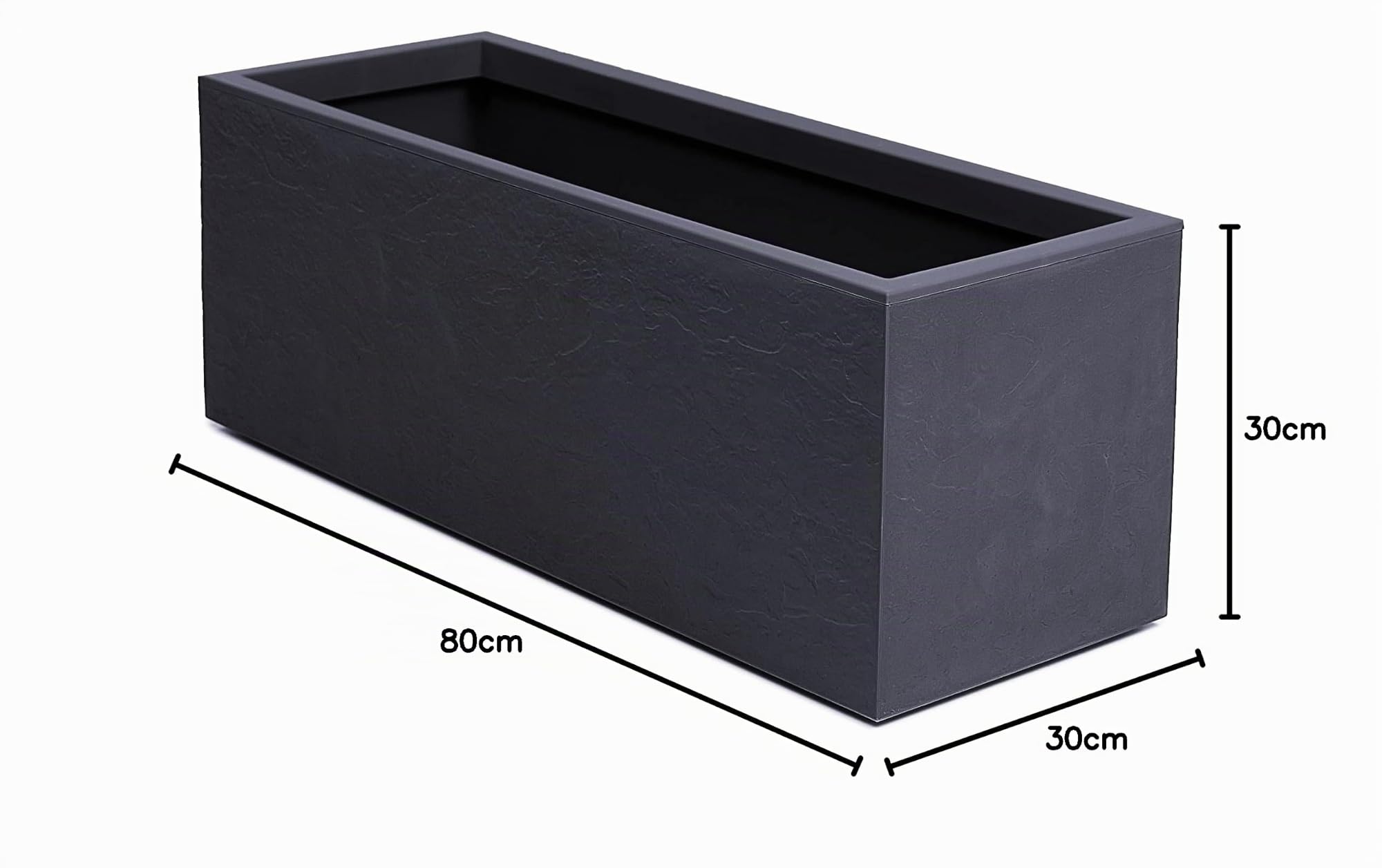 Ondis24 Vulcan - Pot de fleurs rectangulaire - Volume de 57 l - Jardinière avec réservoir d'eau - Pour balcon, terrasse - Anthracite
