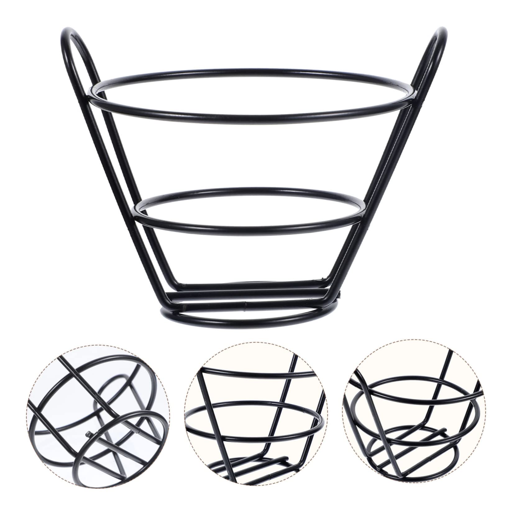 Tapered Snack Basket French Fries Basket Iron Cone Basket French Fries Stand Deep Fry Basket Snack Holder Cone Basket Holder Daily Use Bread Basket Multi-function Snack Container