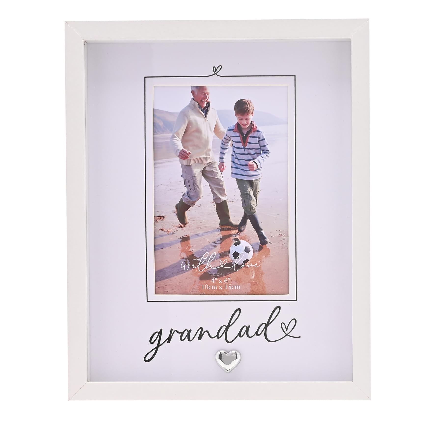 With Love Heartlines Photo Frame 4" x 6" – Thoughtful Keepsake Frame for Parents, Grandparents & Friends, Gift for Birthdays, Mother’s Day, Father’s Day & Special Occasions (Grandad, White, 4X6)