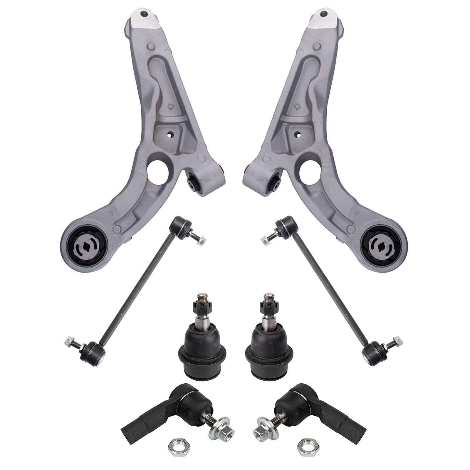 TRQ Front Lower Control Arms Ball Joints Tie Rods Links Fits 14-18 Jeep Cherokee
