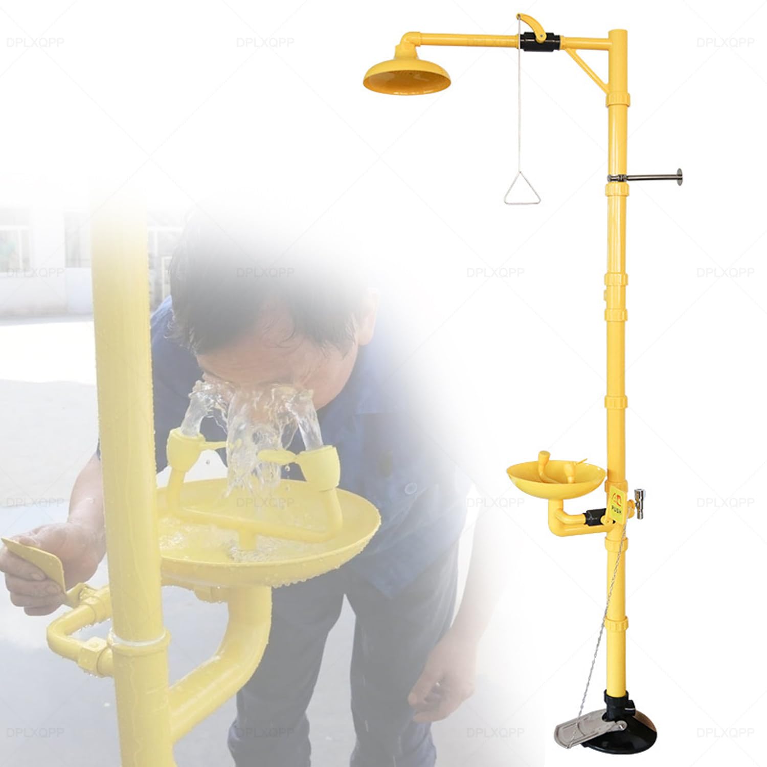 Doccia verticale di sicurezza e collirio con dispositivo antigelo, 120-180 l/min, per fabbrica, ospedale, laboratorio