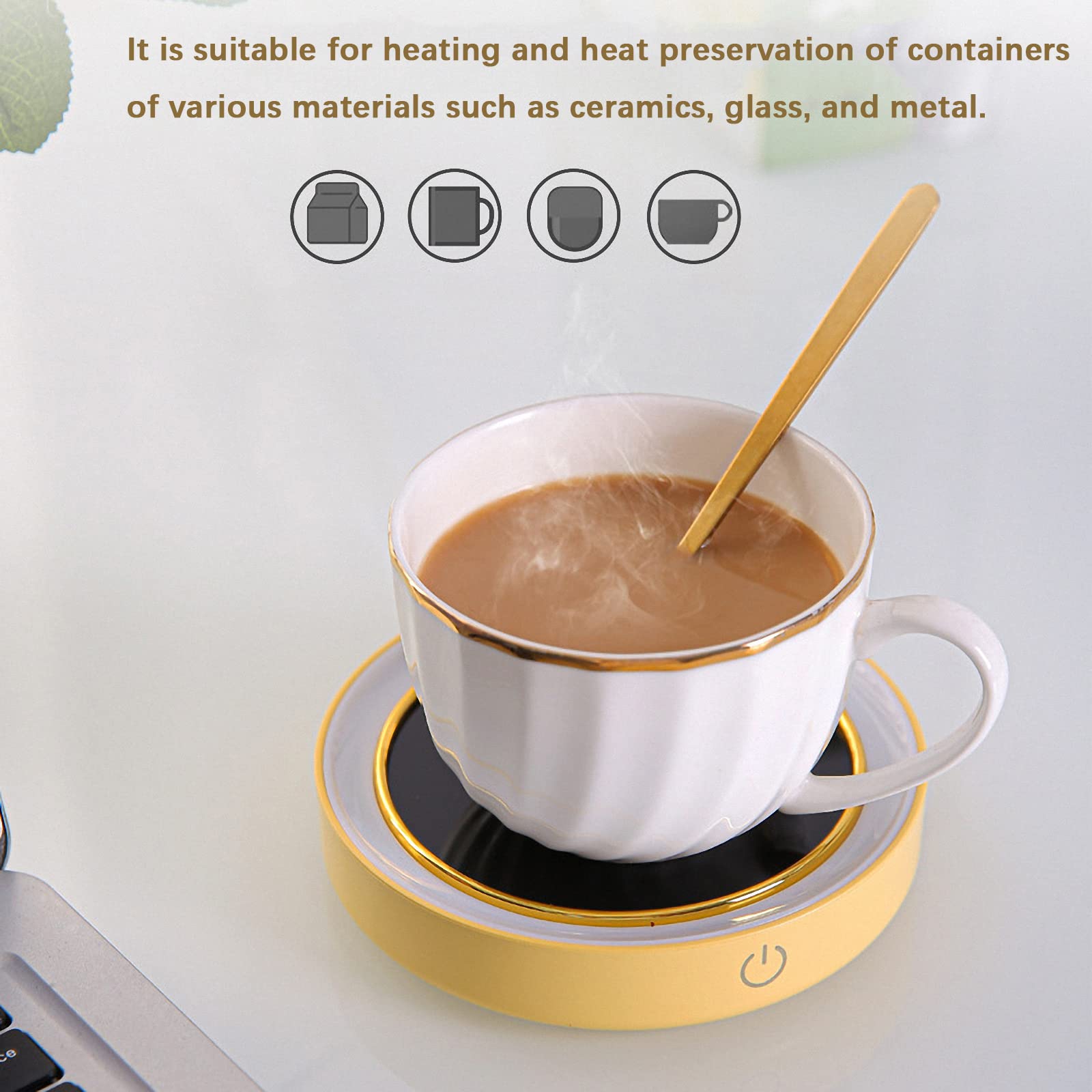 Posavasos eléctrico de café con luz Nocturna, Placa calefactora de Calentamiento rápido en Invierno, Calentador de Taza de Leche/té/Agua de Oficina, Regalo para cumpleaños