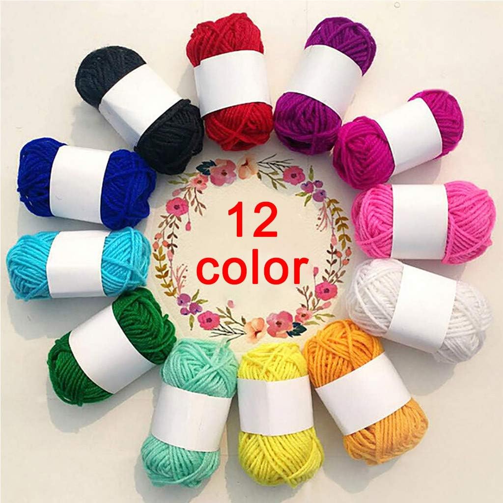 DIY Soft Acrylic Yarn (10g, Assorted Colors, 12 Pieces)