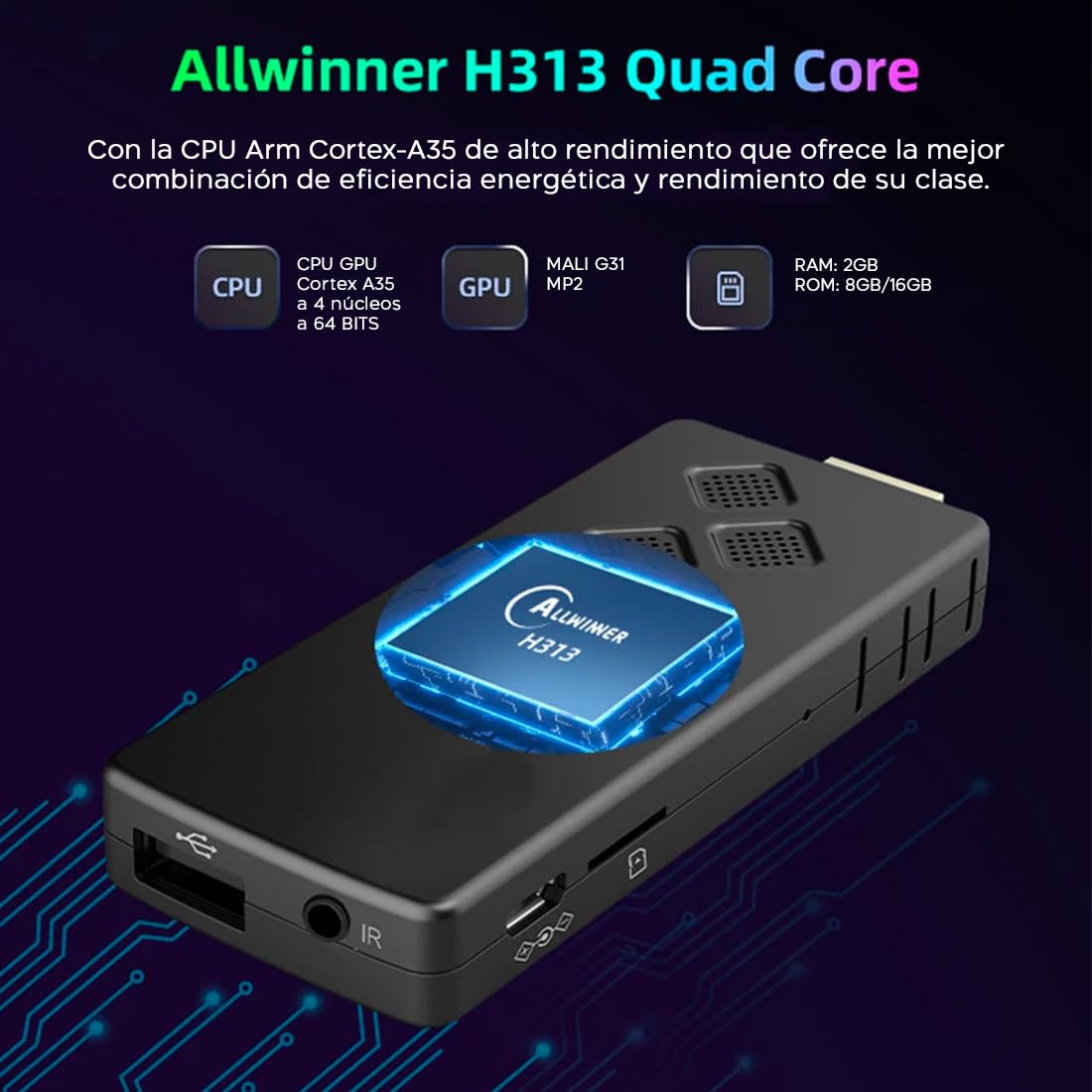 TV Box Stick Streaming 8K HD Android Connessione Wi-Fi con telecomando vocale