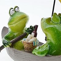 Vista 4 de Queemie® Estatuas creativas de resina de rana de pareja de navegación, adornos de animales de mascota románticos Fechado Amantes Figuras