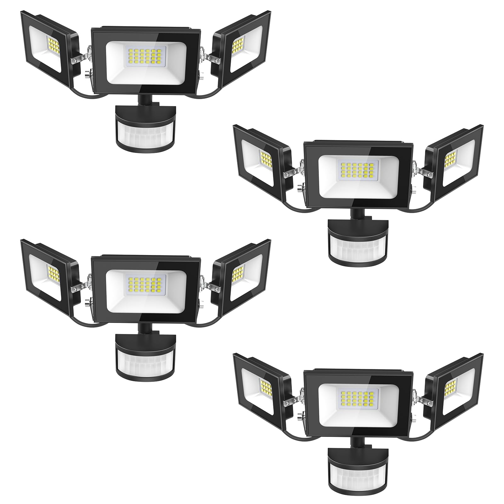 LED Strahler mit Bewegungsmelder 50W, 5000LM Fluter Flutlicht Scheinwerfer, 6500K Kaltweiß Flutlichtstrahler, IP65 Wasserdicht Außen-Sicherheitsbeleuchtung für Garten Garage Hof Wand,4 Stück