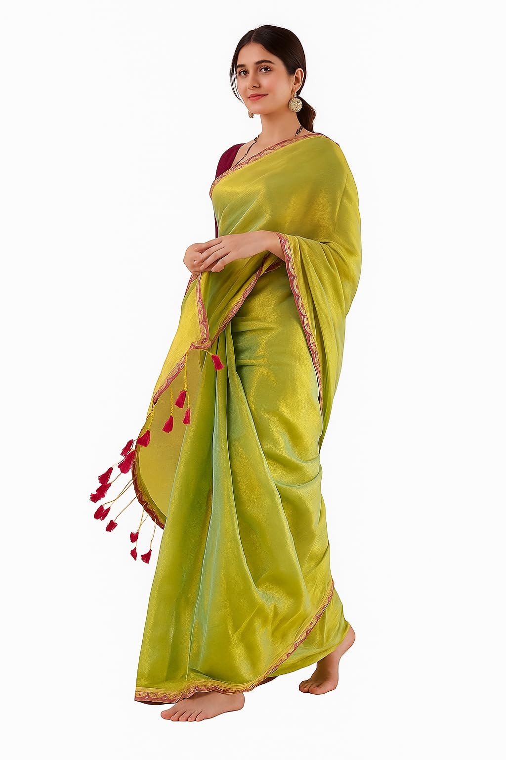 yashika Women Chanderi Silk Solid Lace Boder Saree With Unstitched Blouse Piece |saree for Women | New Sari | Latest Saree-picture-48
