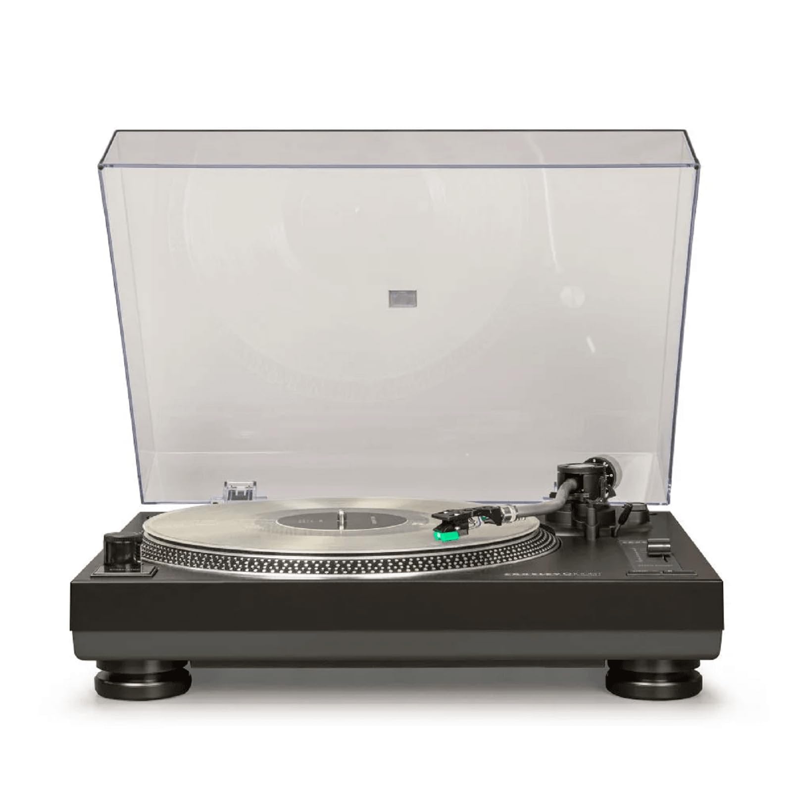 Crosley Giradischi C100BT - Lettore in vinile a 2 velocità, giradischi domestici per dischi in vinile, giradischi Bluetooth out, preamplificatore integrato, cartuccia audio-technica, nero