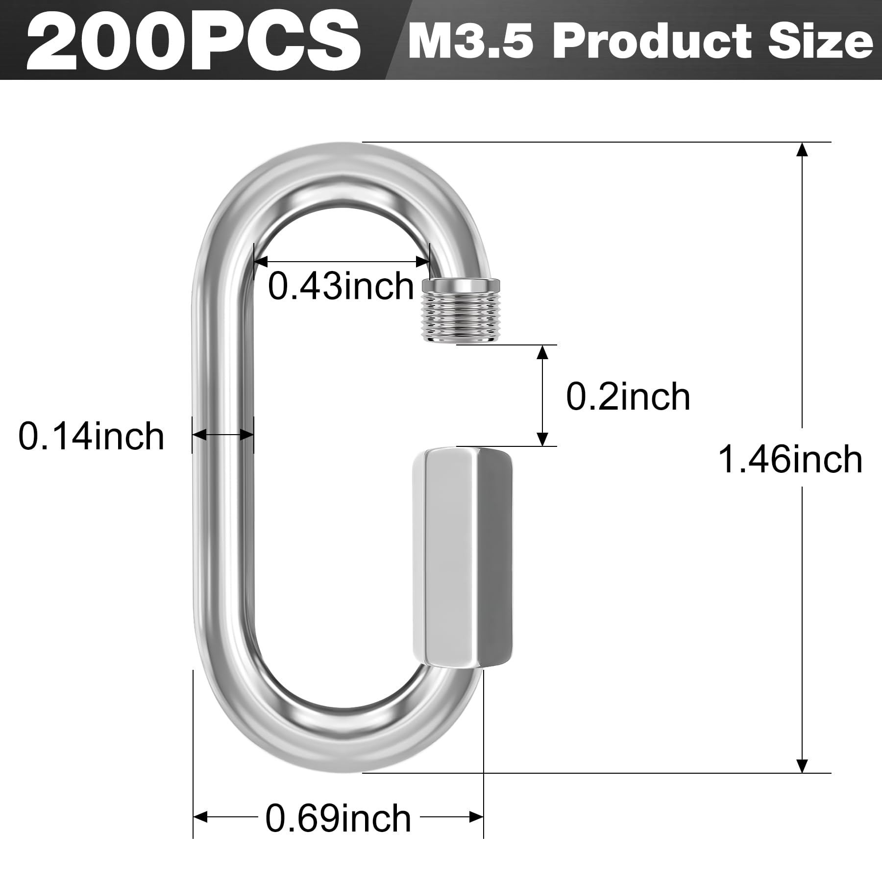 Quick Links Chaîne Mousqueton Clips Robuste pour Balançoire Camping Extérieur