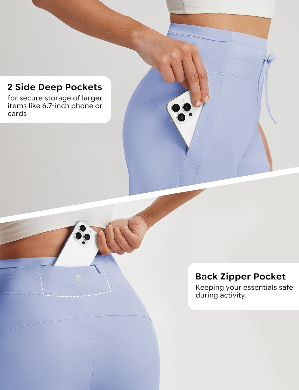 baleaf Women's 9" Bermuda Knee Length Athletic Running Long Shorts with Pockets Quick Dry Shorts High Waisted UPF 50+ - Image 5