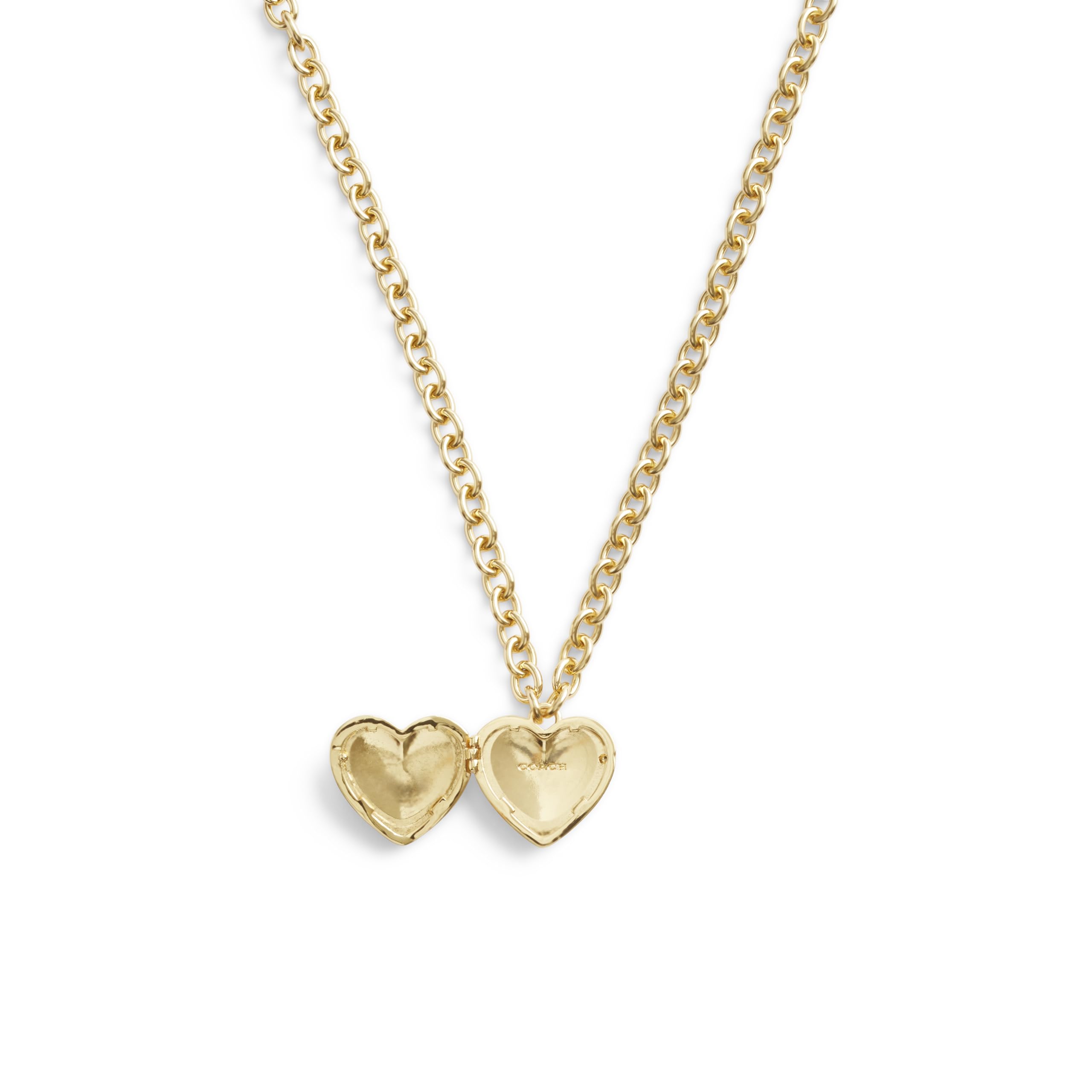 Locket Web Coach Locket Necklace Coach Heart Gold-Tone Pendant