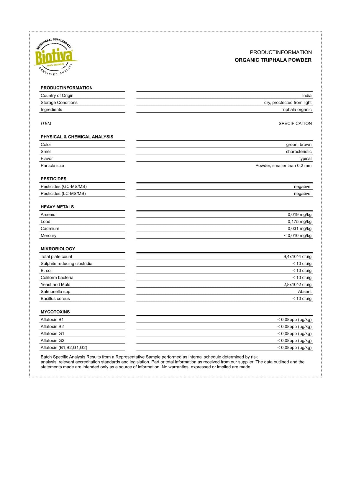 Triphala in polvere Bio 200g - amalaki, haritaki, bibhitaki - biologica ayurvedica - confezionato e controllato in Germania - 100% vegano - Biotiva