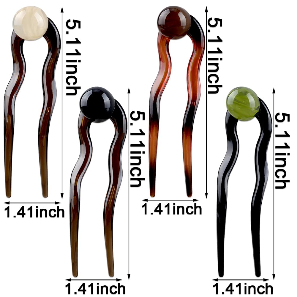 Horquillas francesas en forma de U para el pelo con perlas francesas para mujer, elegantes horquillas francesas, pinzas de acetato para el pelo, horquillas marrones, horquillas para moños, accesorios