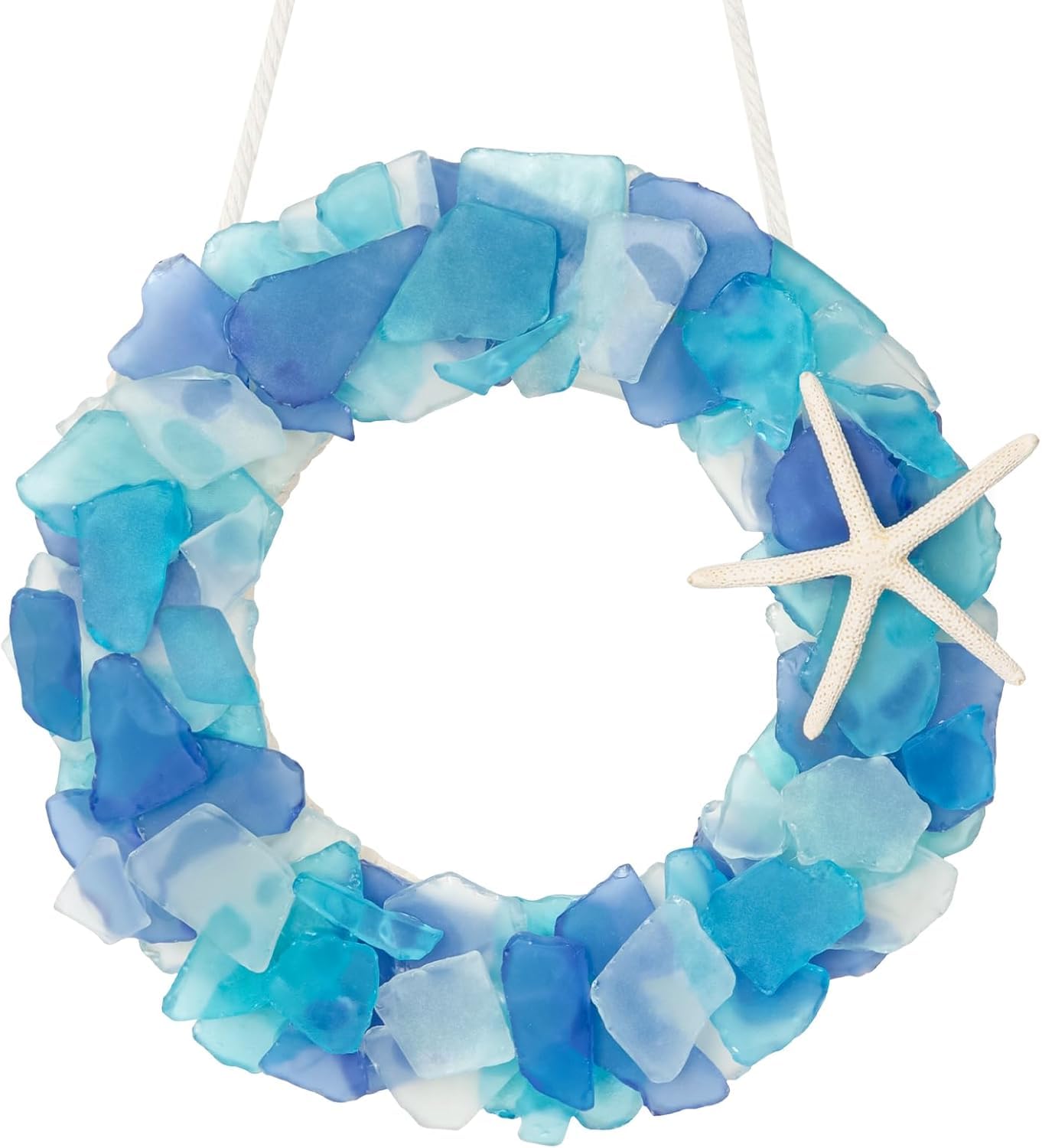 Couronne de style côtier en verre de mer fait main haute qualité