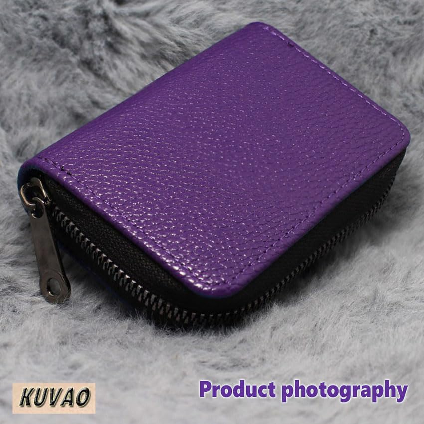 RFID Blocking, Leather Credit Card Holder Zipper Wallet With 20 Card Slots, Small Card Case for Women or Men Accordion Wallet with Zipper (Purple)2