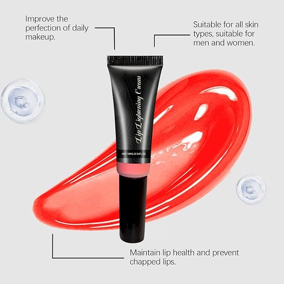 Lip Lightening Cream for Dark Lips - Natural Brightening Balm with Alpha-arbutin & Vitamin E, Long Lasting Hydrating Lip Pigmentation Corrector for Women & Men, 10ml Vegan Overnight Mask