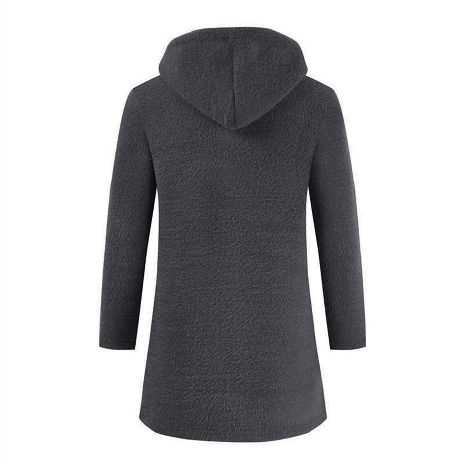 Men's Zip Up Long Cardigan Sweater Open Front Hooded Knitted Cardigans Winter Warm Longline Slim Fit Knit Coat (Grey,XX-Large)