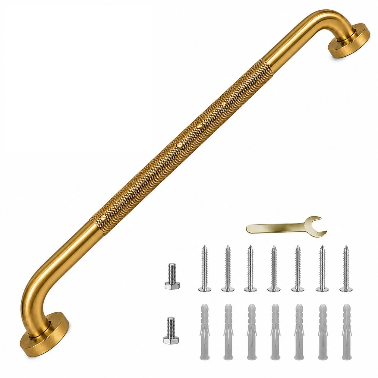 View 1 of 24" Gold PVD Wall Mount Grab Bar 1 Pack, 304 Stainless Steel, 500 LBS