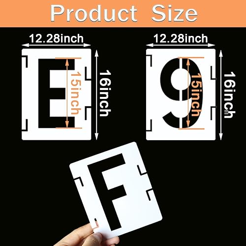 Miniatura 24 de YEAJON Plantillas de letras de 11 pulgadas, plantillas de símbolos y números para manualidades, 42 plantillas de alfabeto reutilizables que se