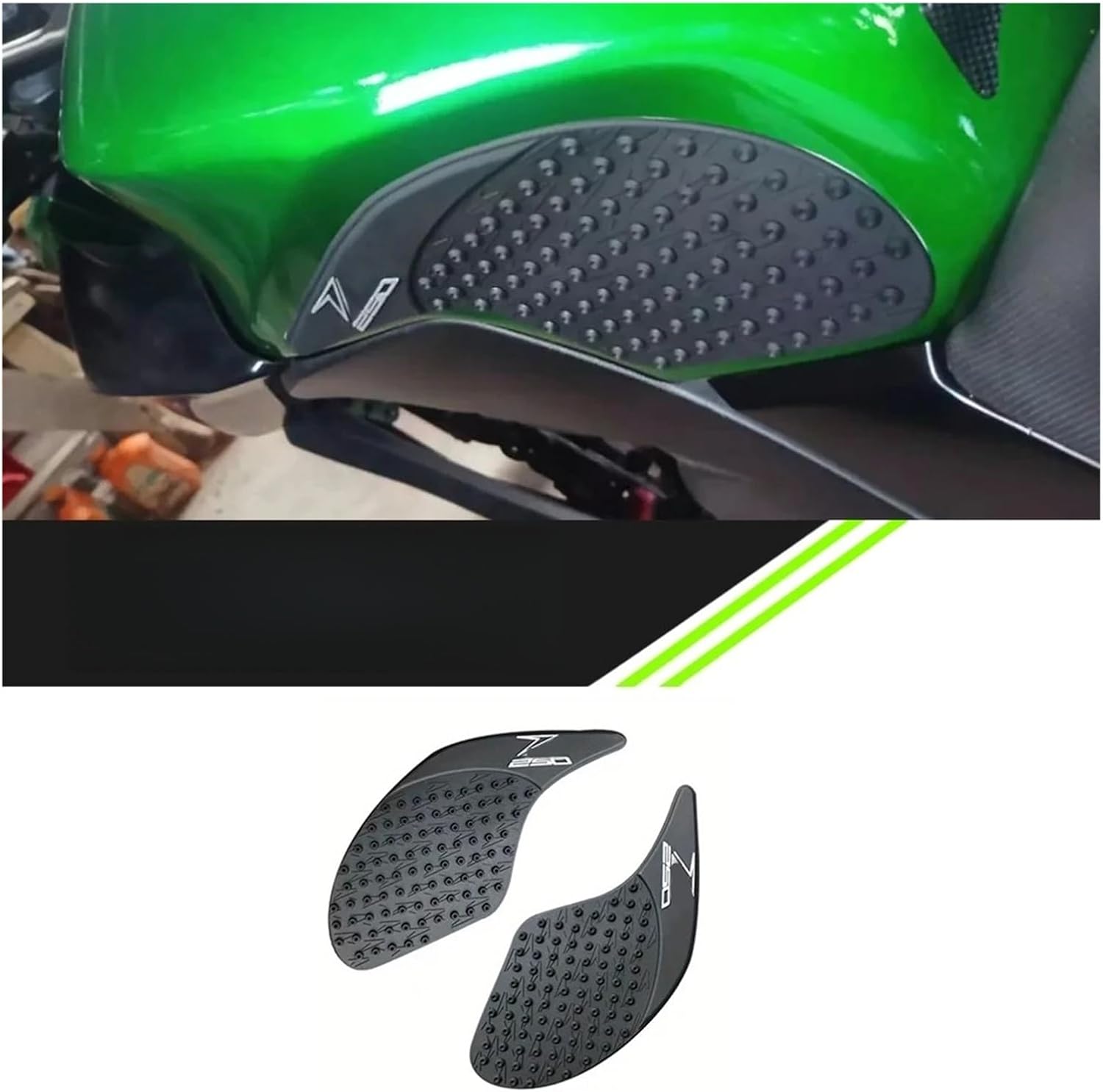 Motorcycle Tank Sticker Motorcycle Parts Anti-Slip Tank Pads Protector Sticker Gas Fuel Knee Grip Traction Side Decals for KAW&A&SAKI Z250 2014-2017.