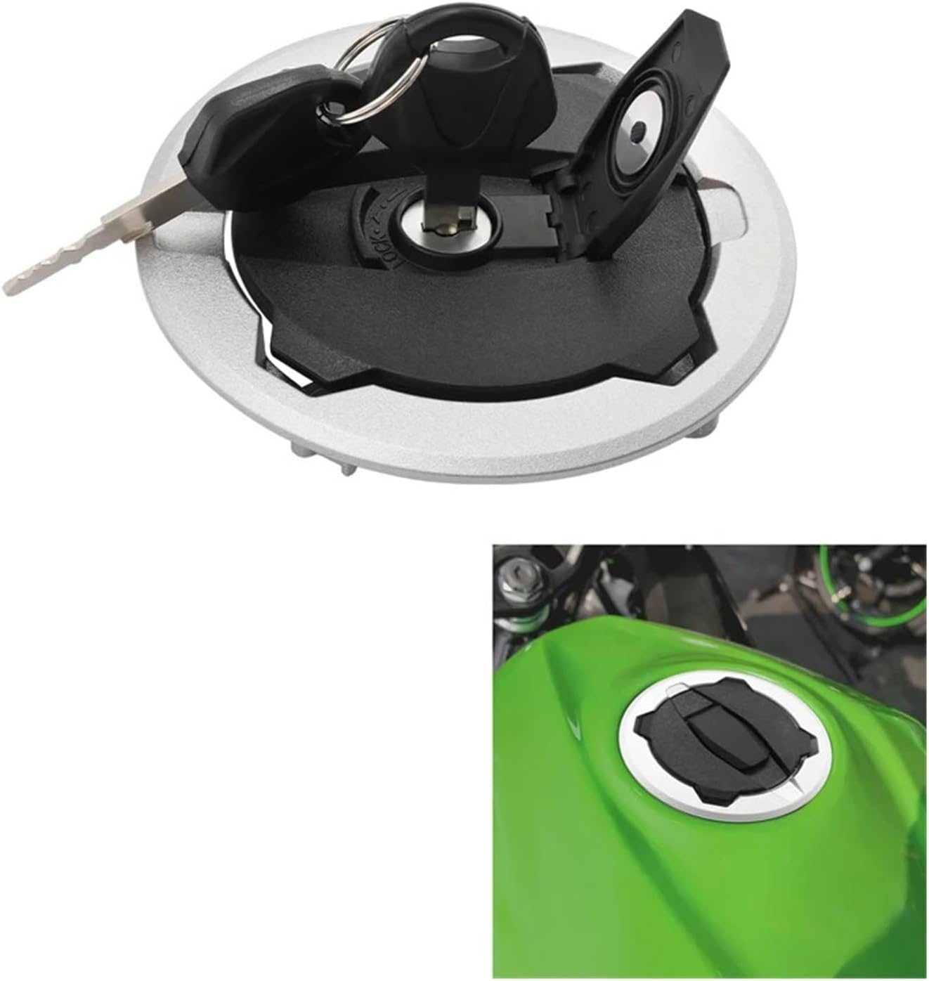 Fuel Gas Tank Cap Keys Compatible With 650 2017-2024 ZX6R 2019-2024 ZX-10R 2021-2024 2022-2024 ZX-4RR 2023
