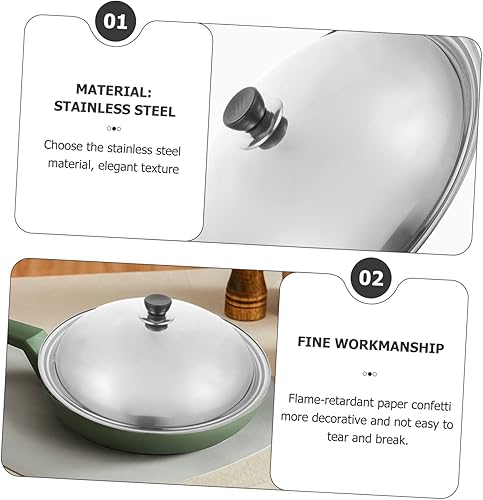 Miniatura 6 de DECHOUS Tapa de sartén de 14 pulgadas, tapa de olla de acero inoxidable, tapa de repuesto para olla de cocina, tapa de olla a fuego lento, tapas