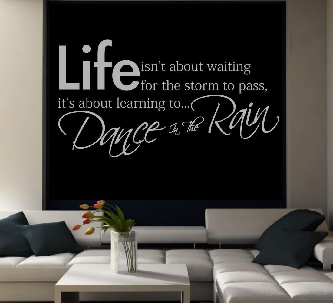 Life Learning Dance Rain Wall Art Quote Sticker Murals Decals Transfer Design, Lilac Gloss, Large - Image 4
