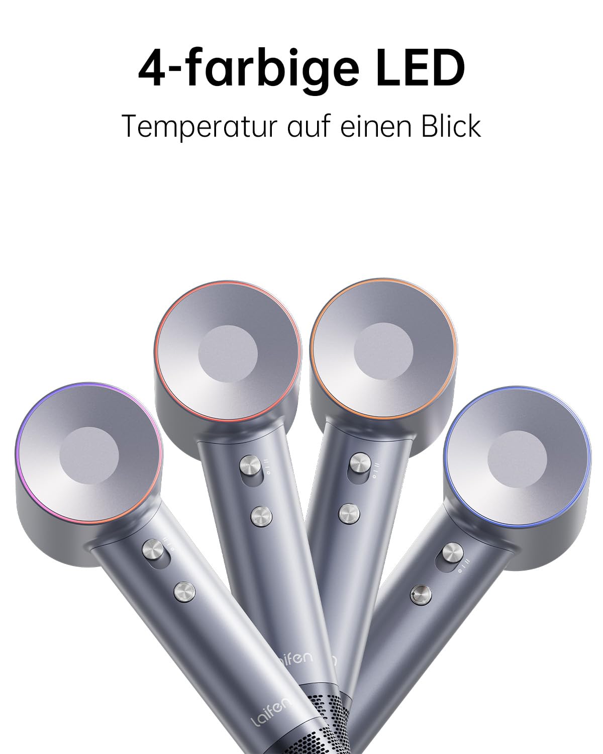 Laifen Haartrockner 200 Million Negativ Ionen Föhn, Reisefön mit 110.000 U/min bürstenloser Motor für schnelles Trocknen, Hochgeschwindigkeit Fön geräuscharm mit Magnetdüse(Silber)